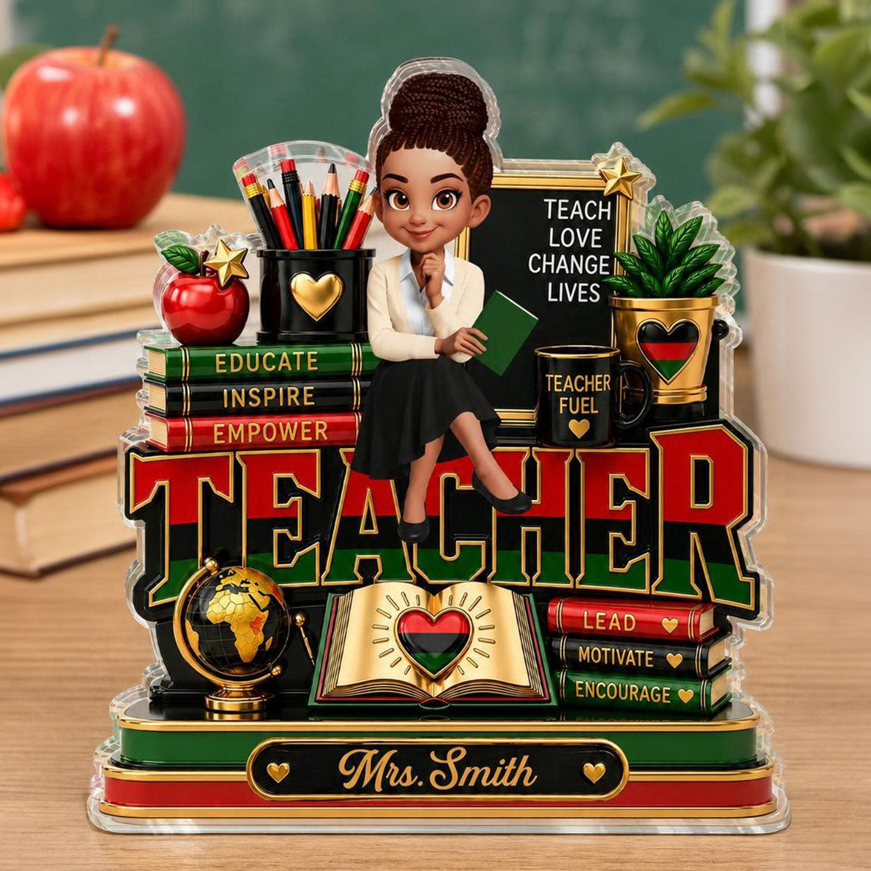 Teach Love Changes Life - Personalized Custom Shaped Acrylic Plaque