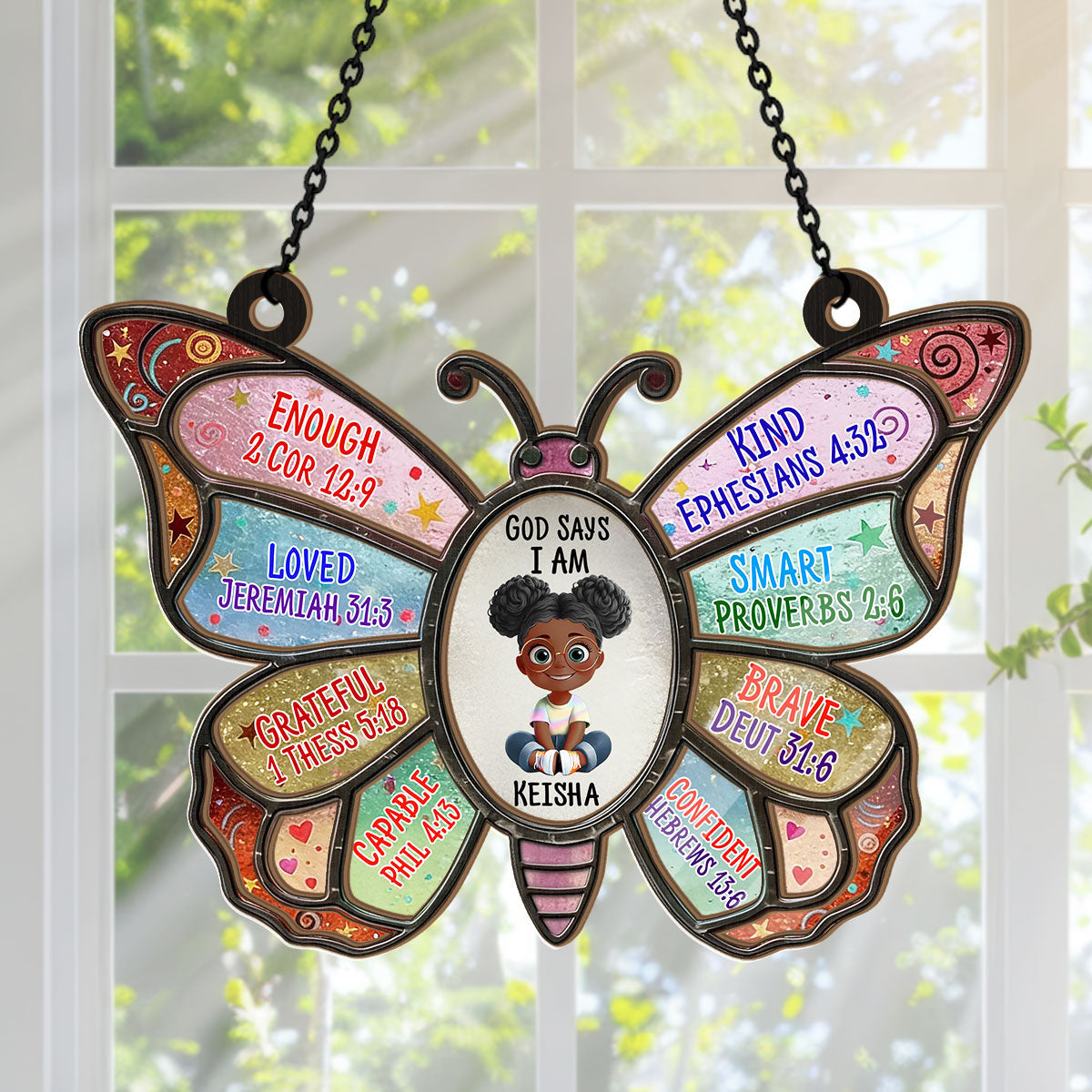 God Says I Am - Personalized Window Hanging Suncatcher