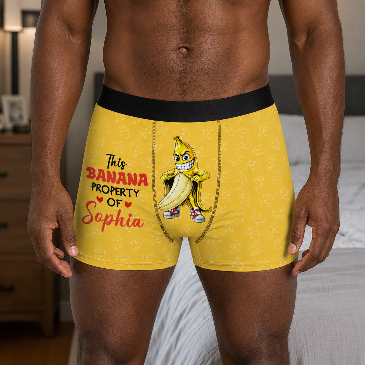 This Banana Property Of My Love Featuring Banana And Heart - Personalized Men's Boxer Briefs