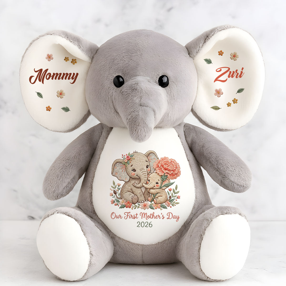 Our First Mother's Day - Personalized Stuffed Elephant