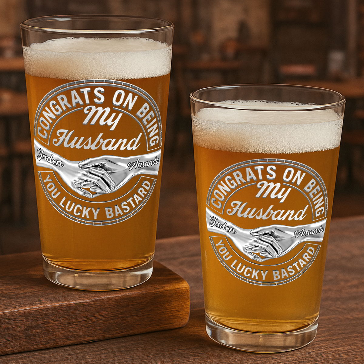 Congrats On Being My Husband - Personalized Beer Glass