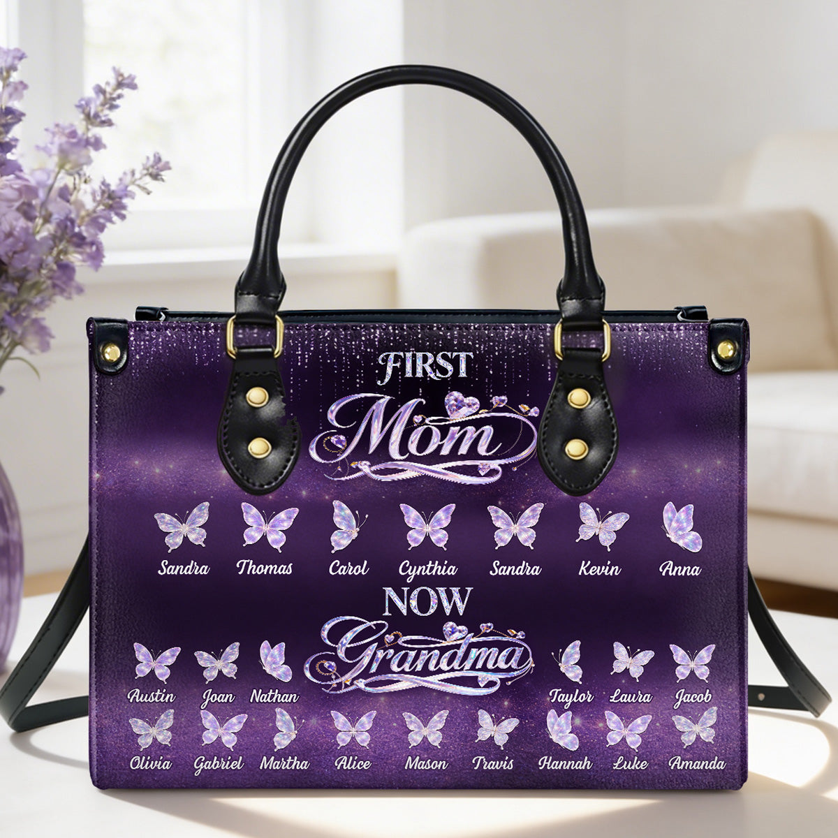First Mom Now Grandma - Personalized Leather Handbag