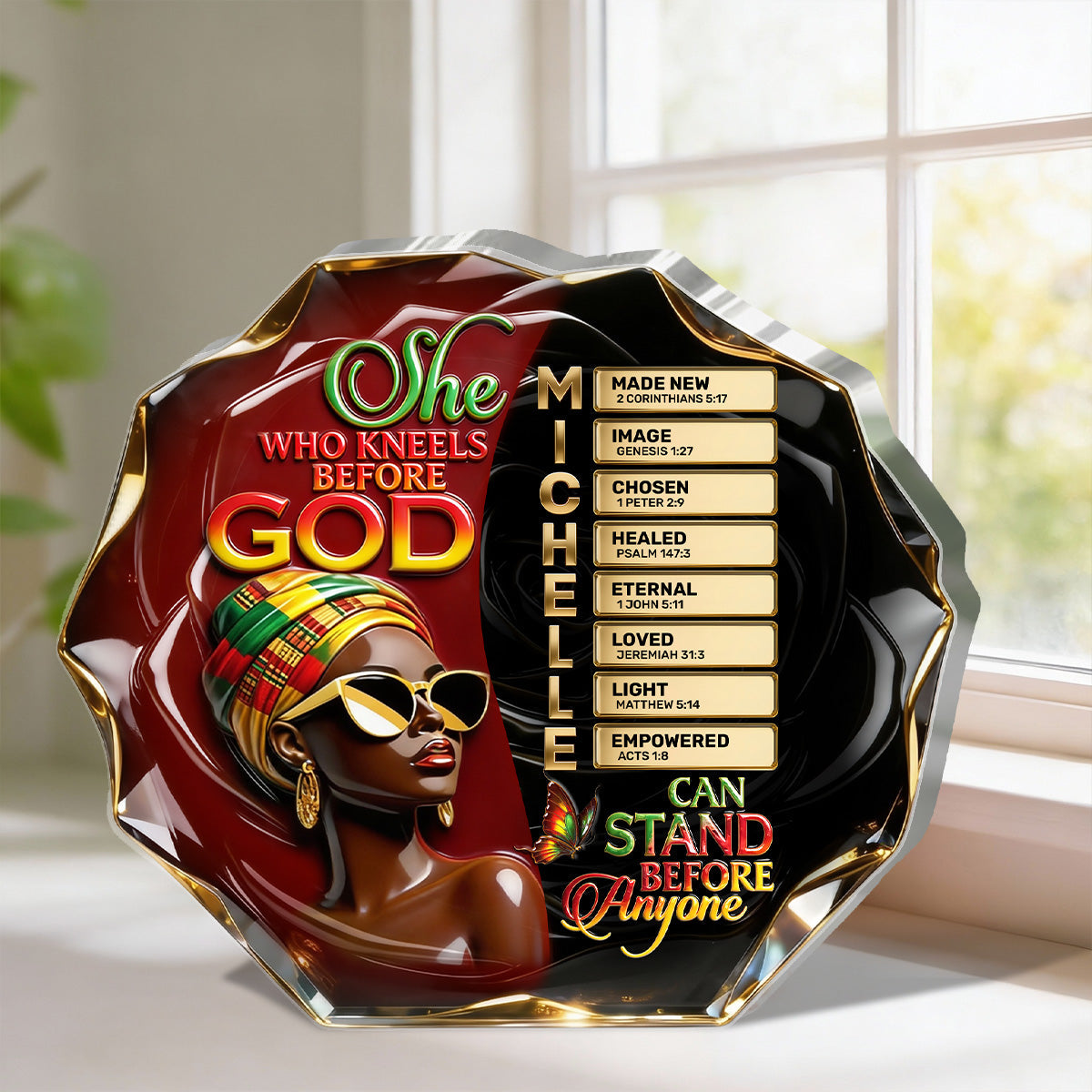 She Who Kneels Before God Can Stand Before Anyone - Personalized Custom Shaped Acrylic Plaque
