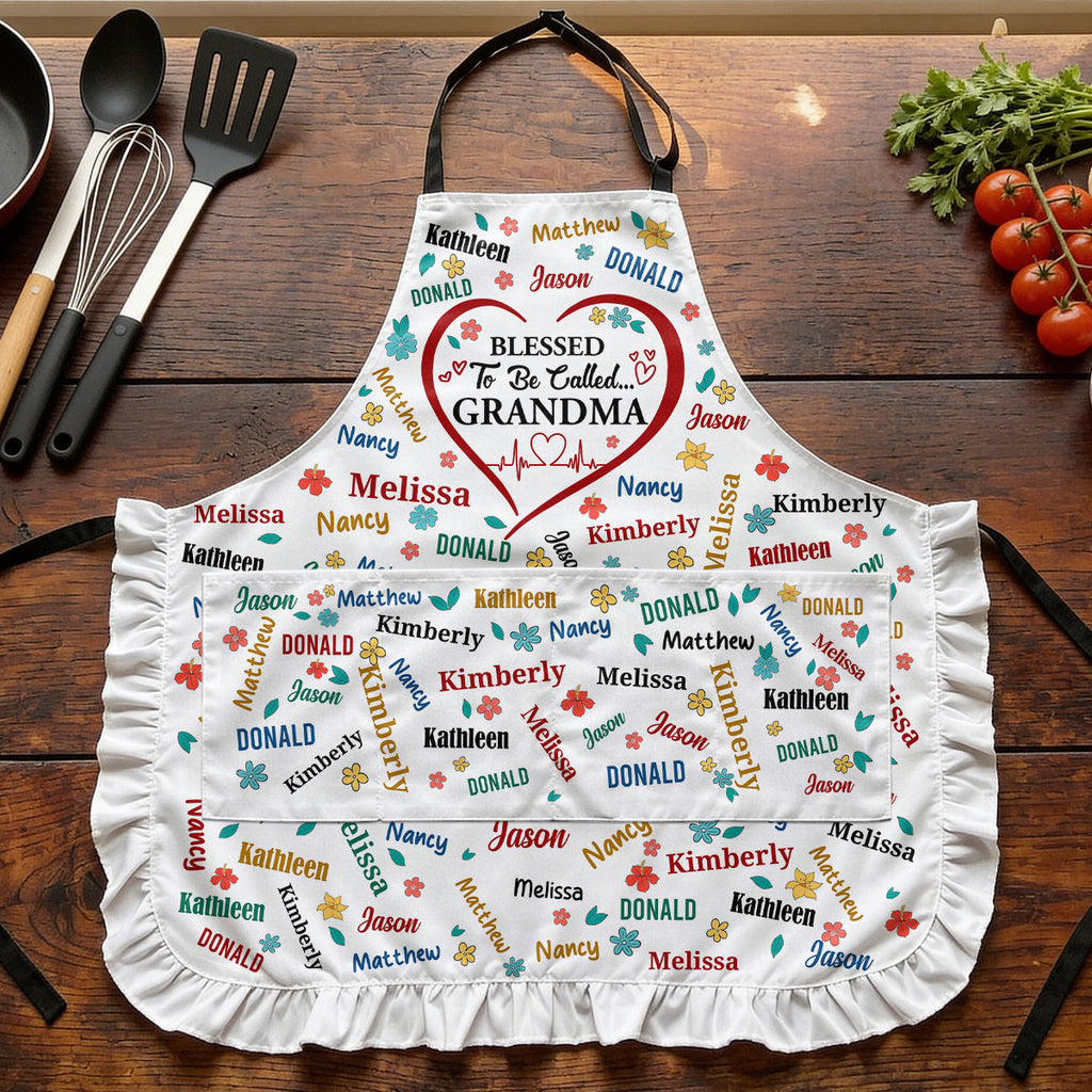 Blessed To Be Called Grandma Colorful - Personalized Ruffled Apron