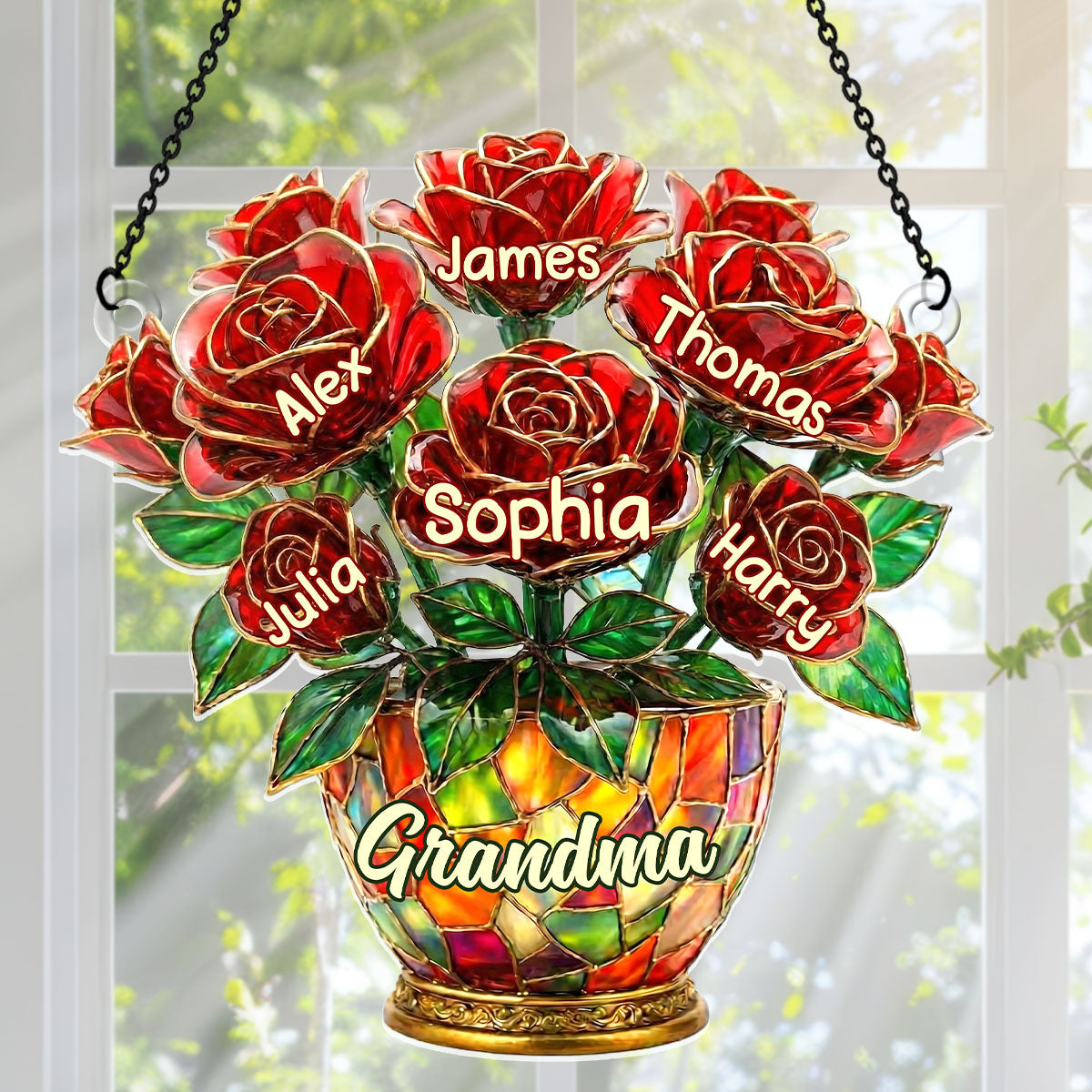 Grandma’s Roses Of Love - Personalized Acrylic Suncatcher
