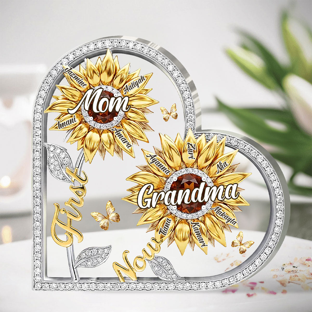 Sunflower For Mom And Grandma - Personalized Custom Shaped Acrylic Plaque