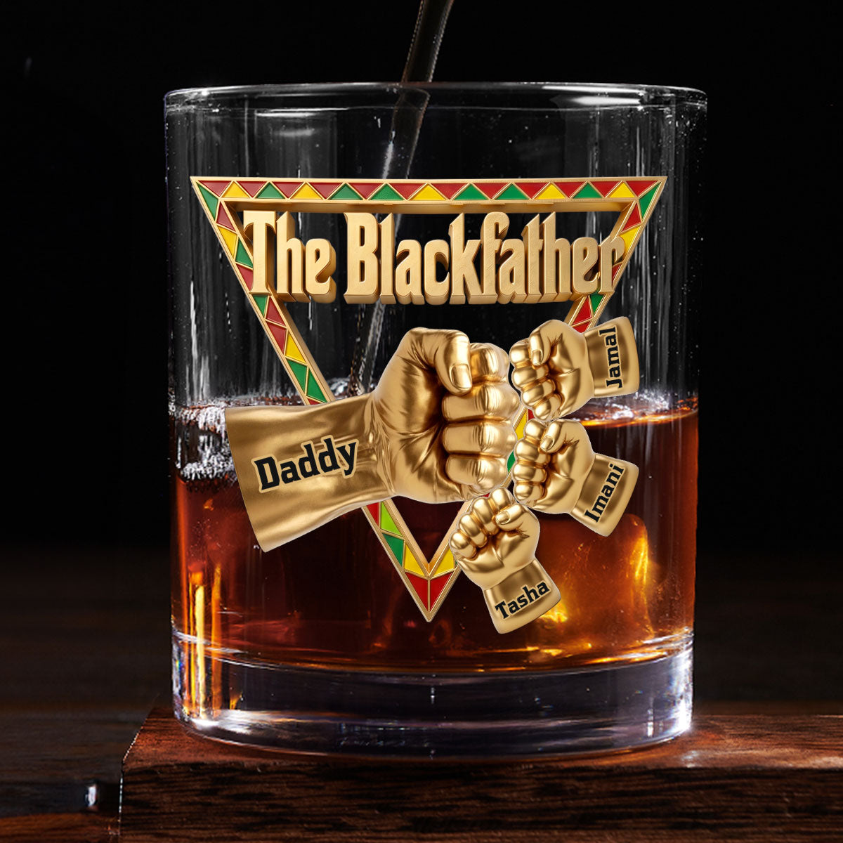 The Black Father - Personalized Round Whiskey Glass