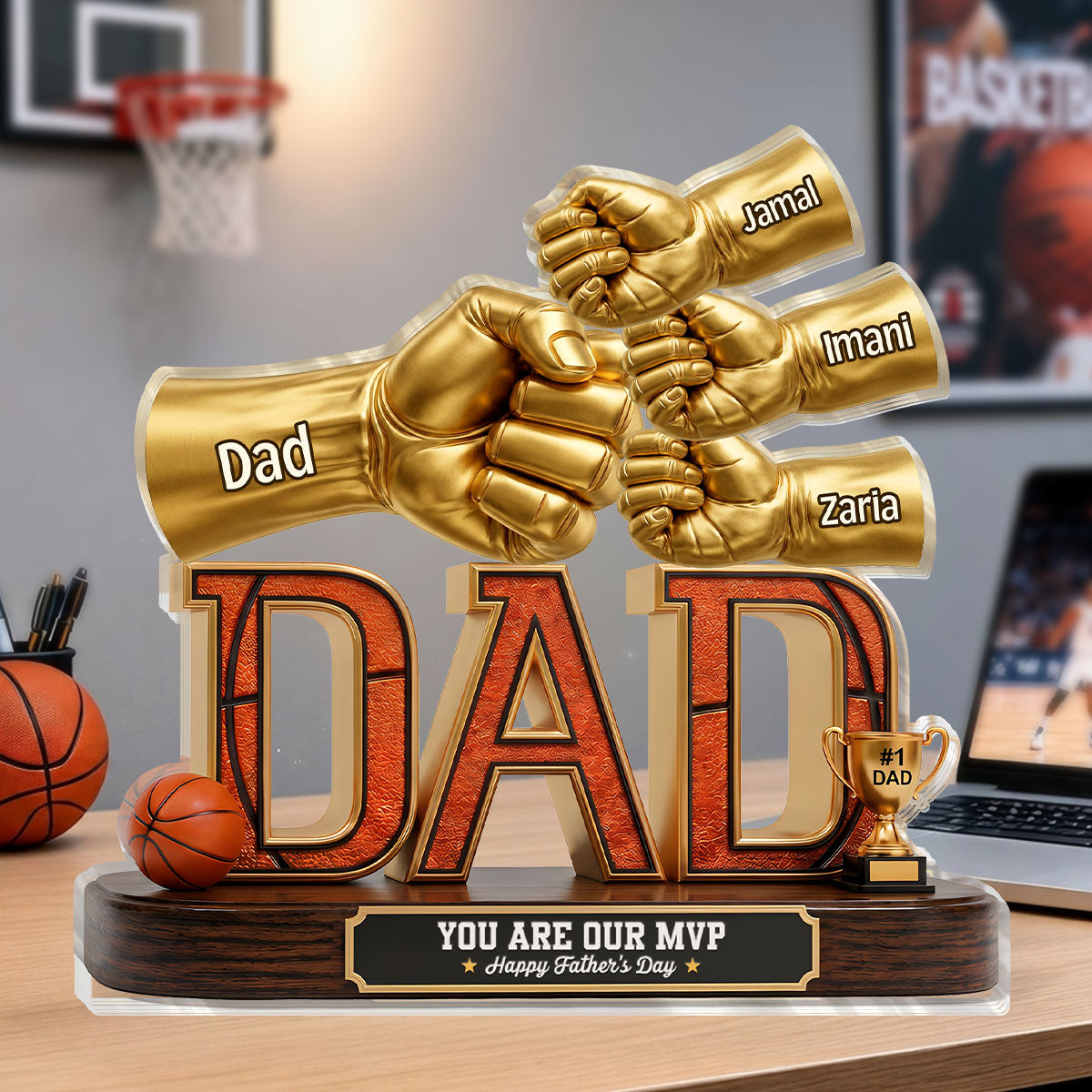 Basketball Dad Legend Daddy's Dream Team - Personalized Custom Shaped Acrylic Plaque