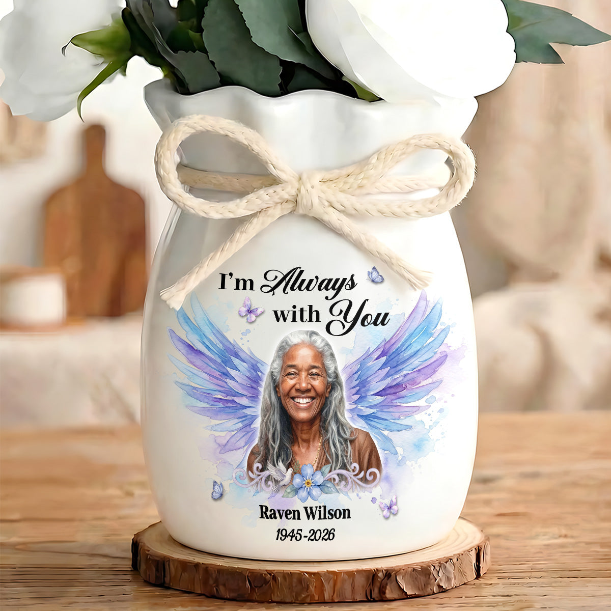 I'm Always With You - Personalized Flower Vase With Ribbon