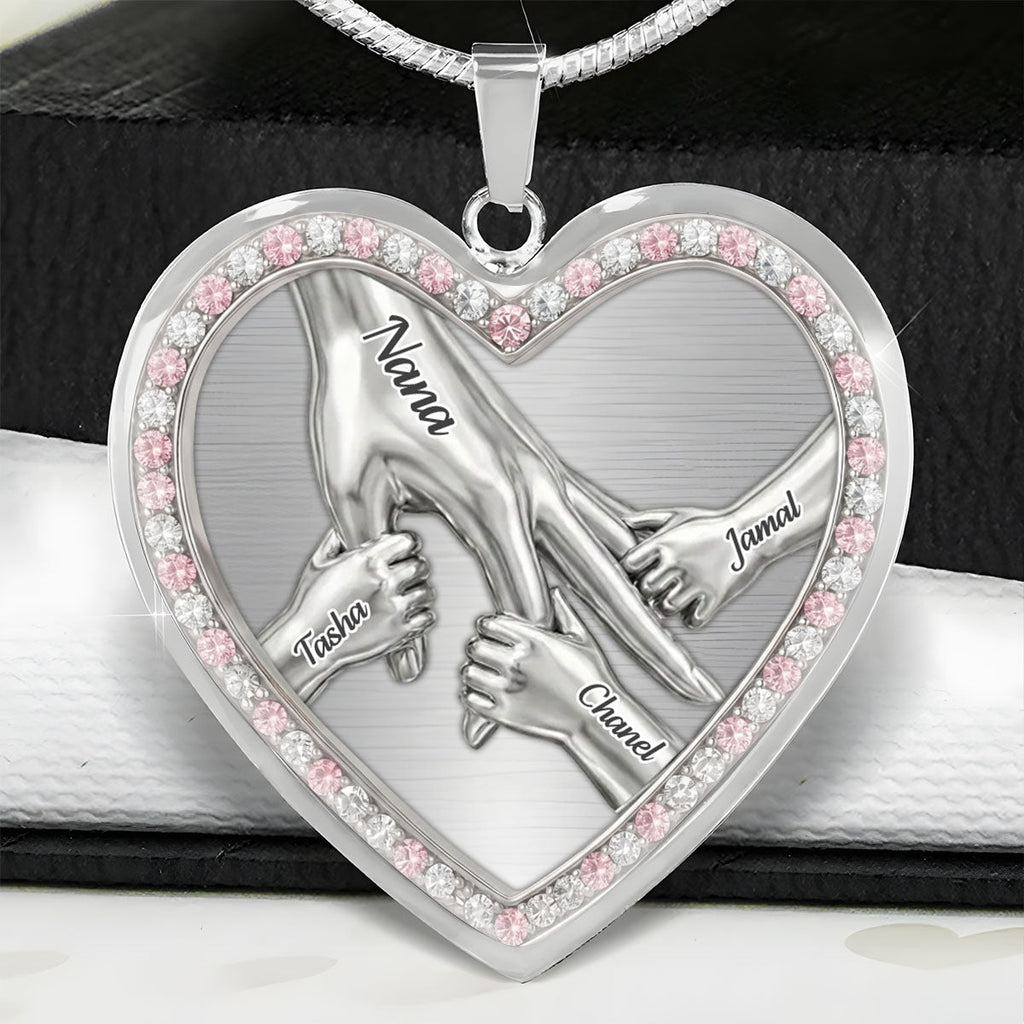 We Love You Nana And Mommy - Personalized Heart Necklace