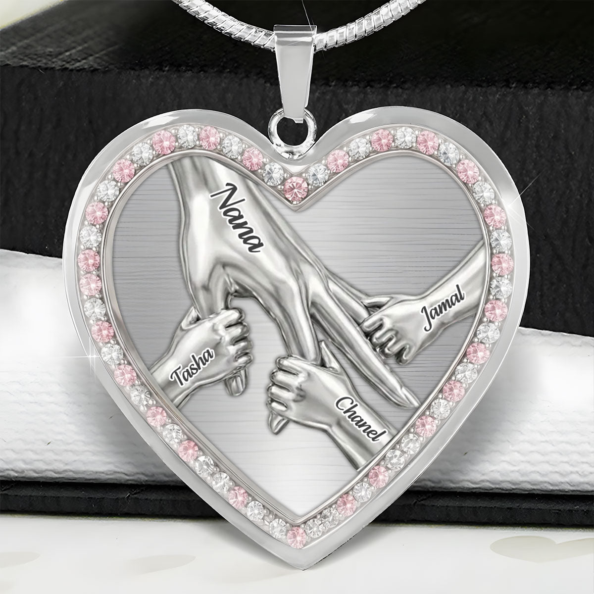 We Love You Nana And Mommy - Personalized Heart Necklace