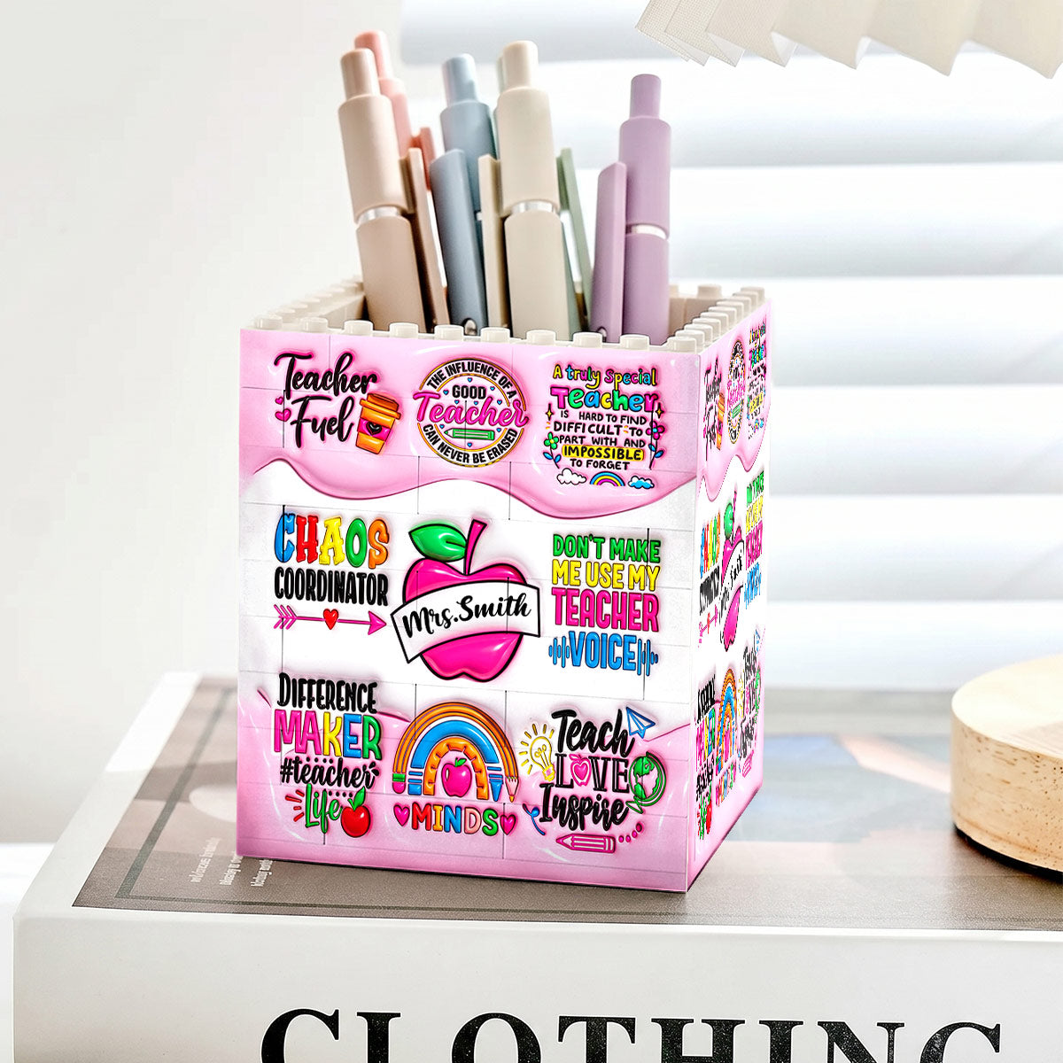 Teacher Fuel Chaos Ordinator - Personalized Building Brick Pen Holder