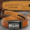 Never Forget I Love You - Personalized Leather Belt With Engraved Buckle