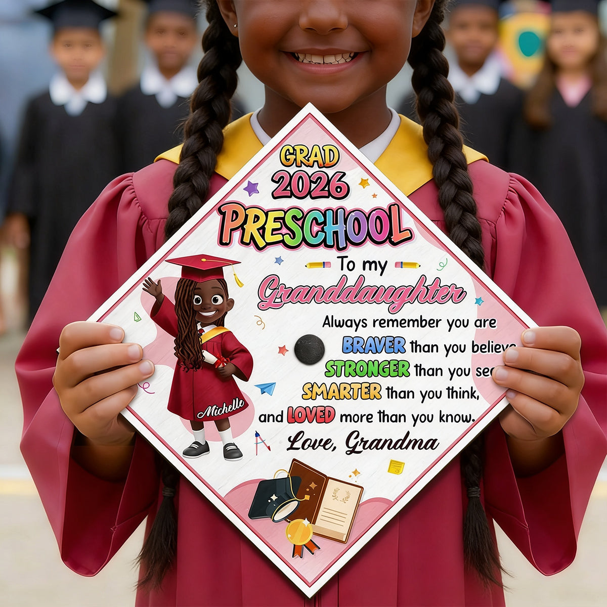 Preschool Kindergarten Graduation
 - Personalized Kid Cap Topper