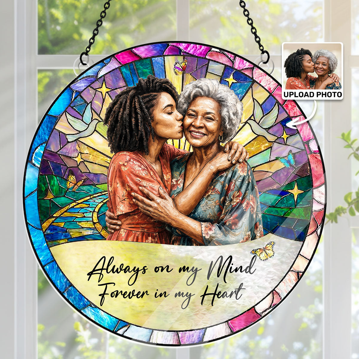 Always And Forever In Our Hearts  - Personalized Acrylic Suncatcher