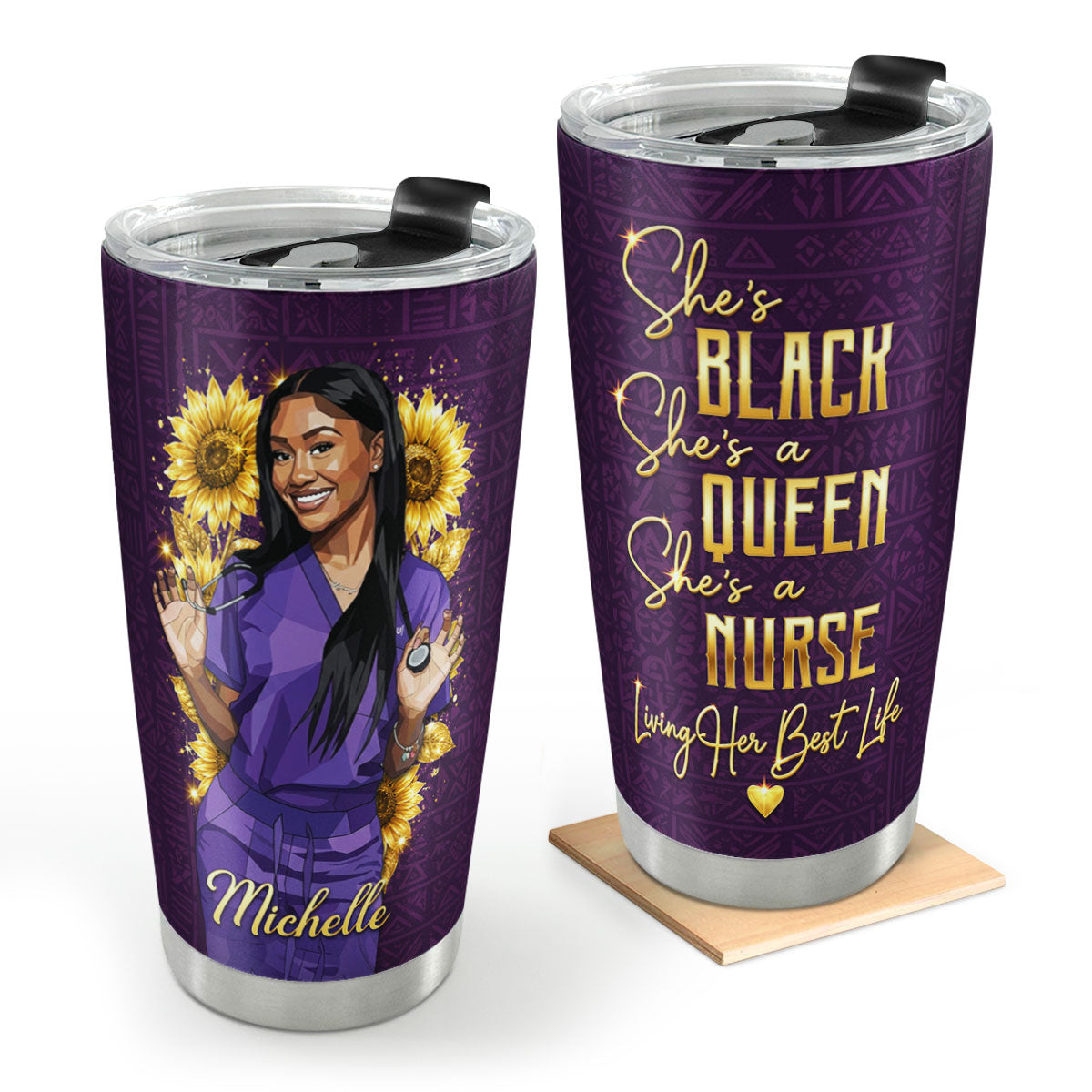 Living Her Best Life As A Nurse - Personalized Stainless Steel Tumbler