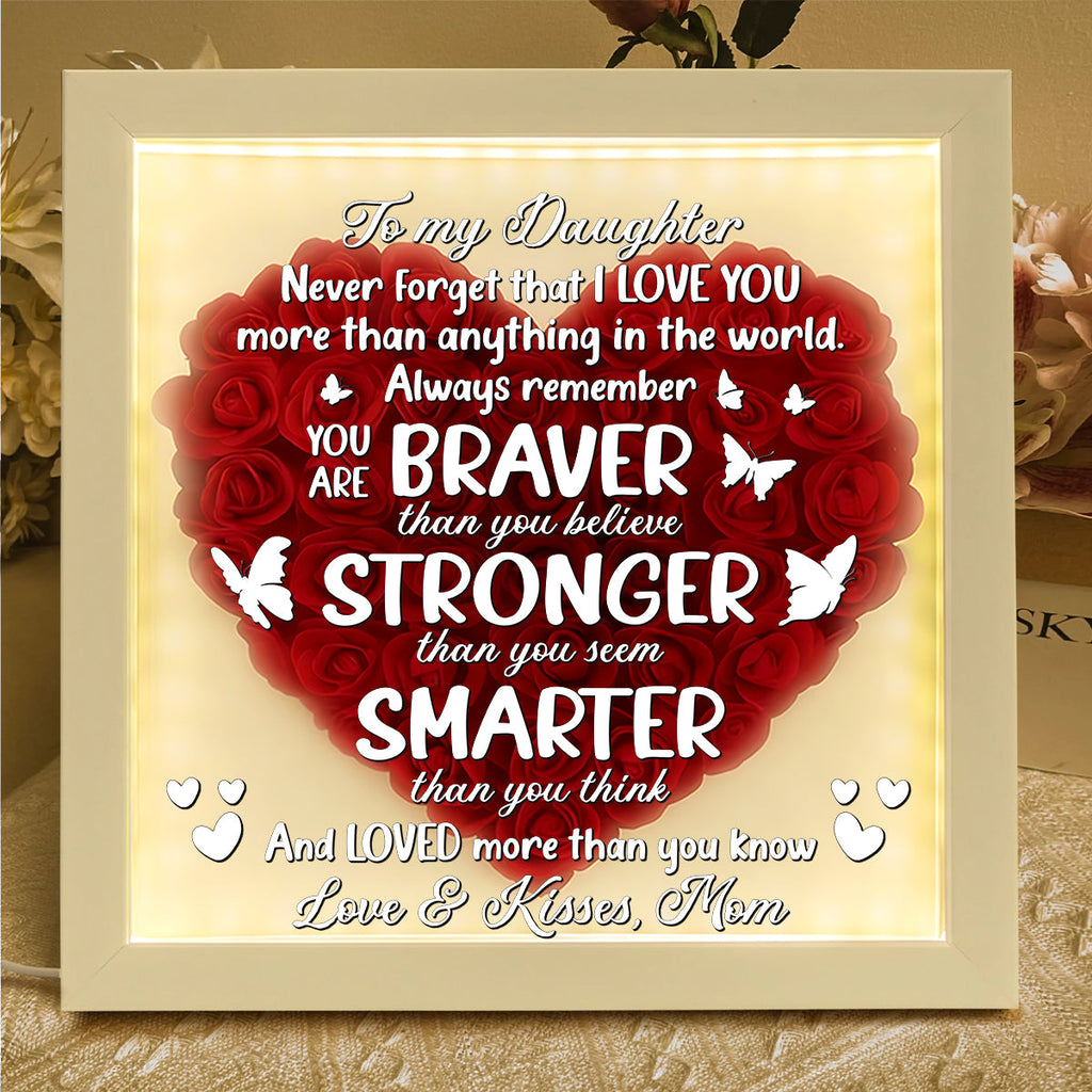 Never Forget That I Love You - Personalized Heart Flower Shadow Box