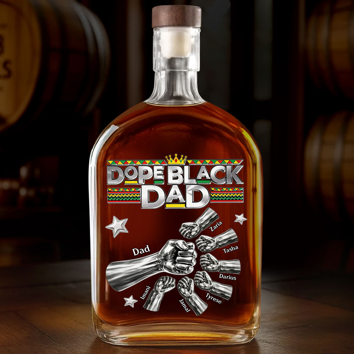 Dope Black Dad - Personalized Whiskey Bottle