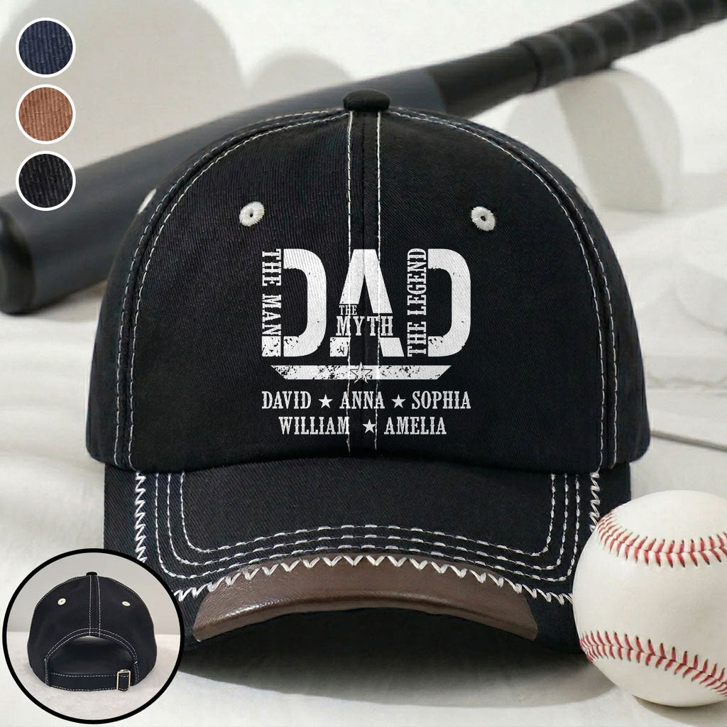 Dad The Man The Myth The Legend - Personalized Vintage Soft Baseball Cap