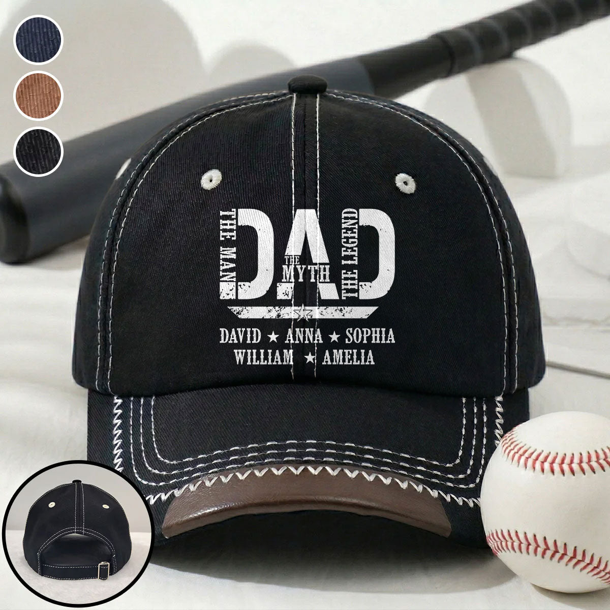 Dad The Man The Myth The Legend - Personalized Vintage Soft Baseball Cap