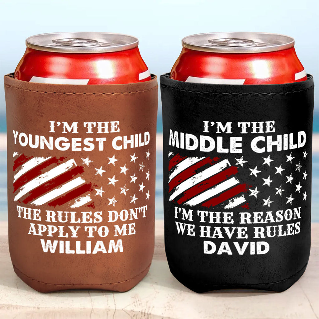 Who Makes The Rules - Personalized Leather Can Cooler