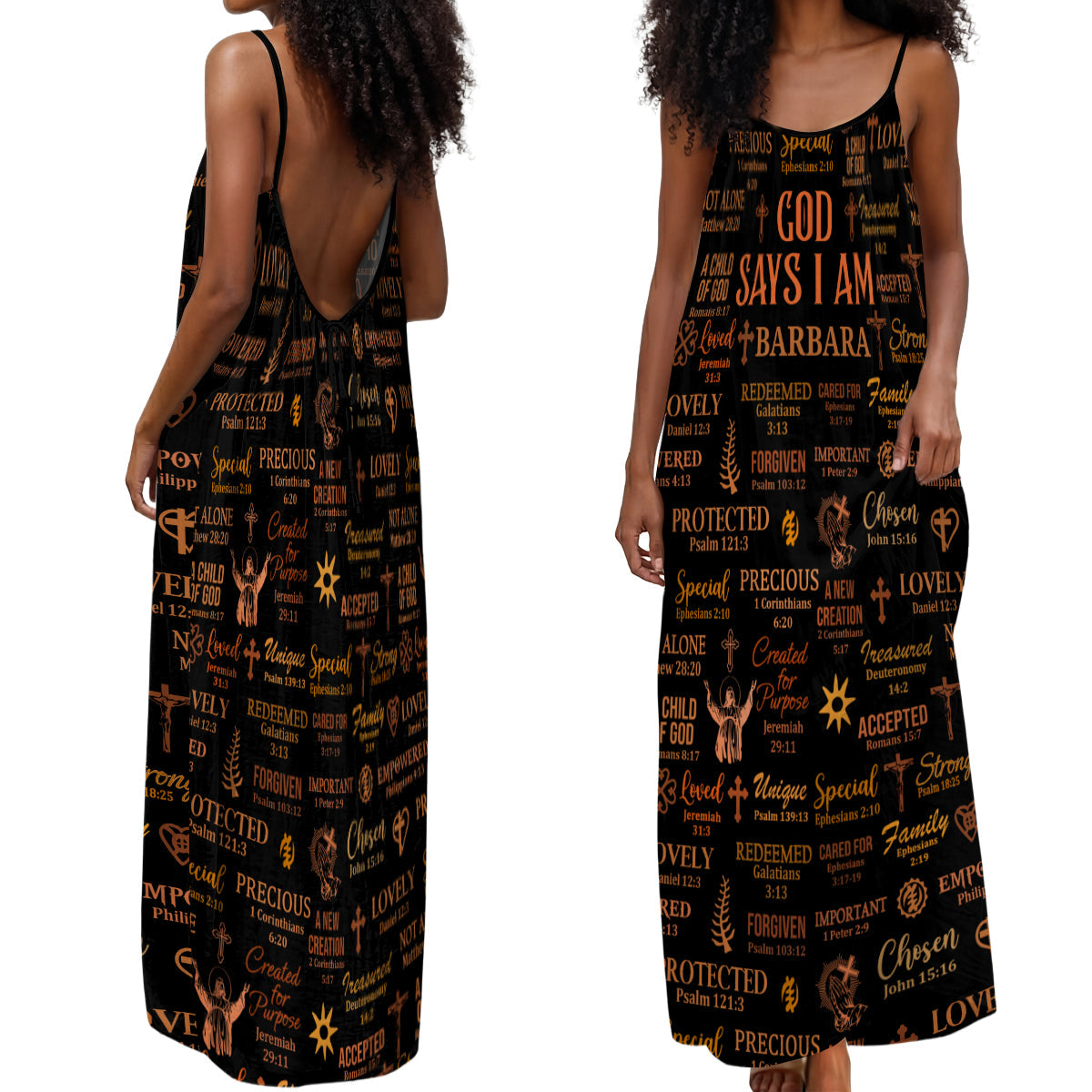 God Says I Am - Personalized Backless Cami Maxi Dress