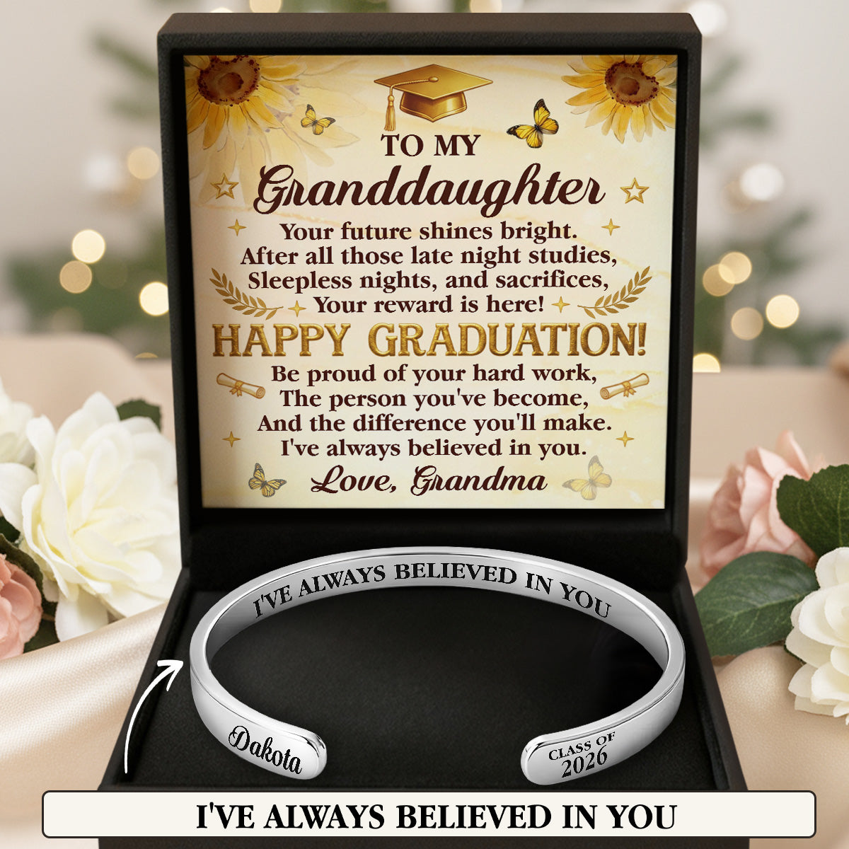 I've Always Believed In You - Personalized Cuff Bangle Bracelet With Box