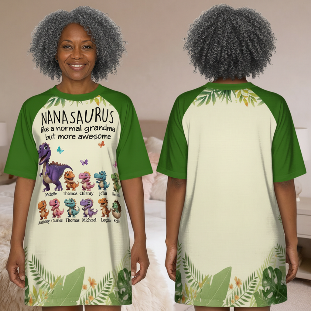 Grandmasaurus And Kids - Personalized Sleep Tee