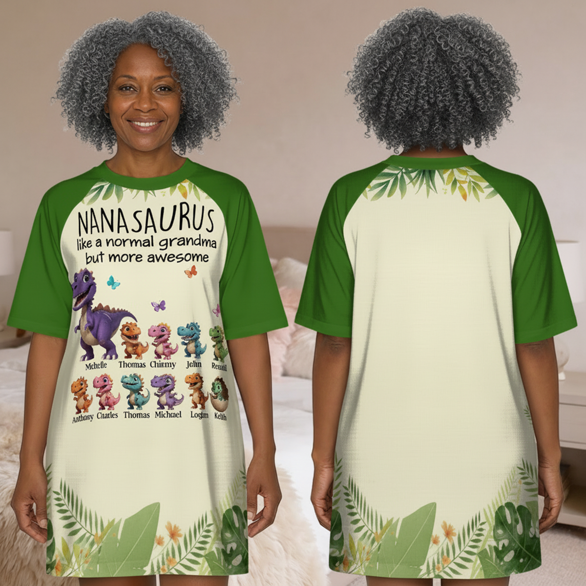 Grandmasaurus And Kids - Personalized Sleep Tee