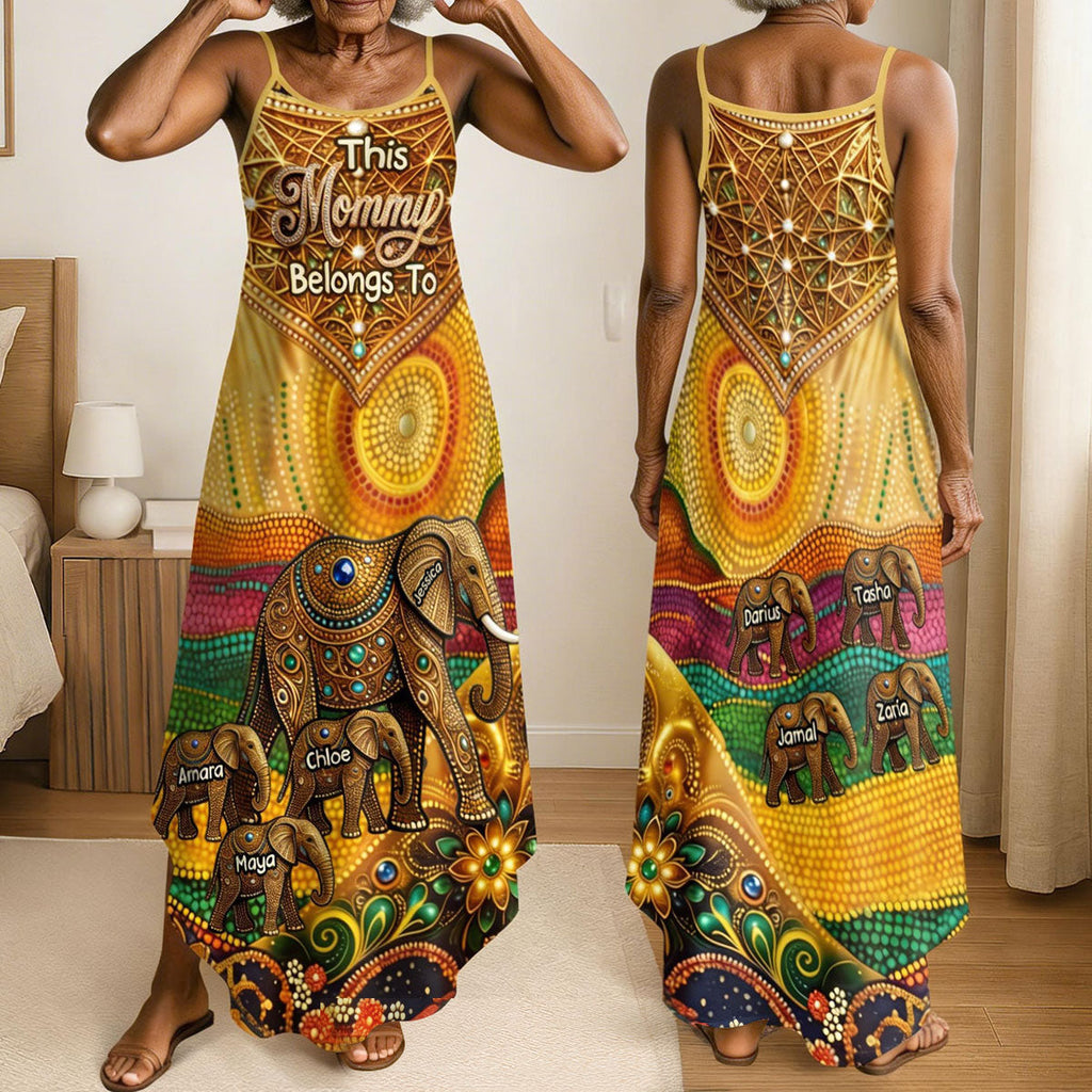 Elephant Mom And Grandma - Personalized Maxi Dress