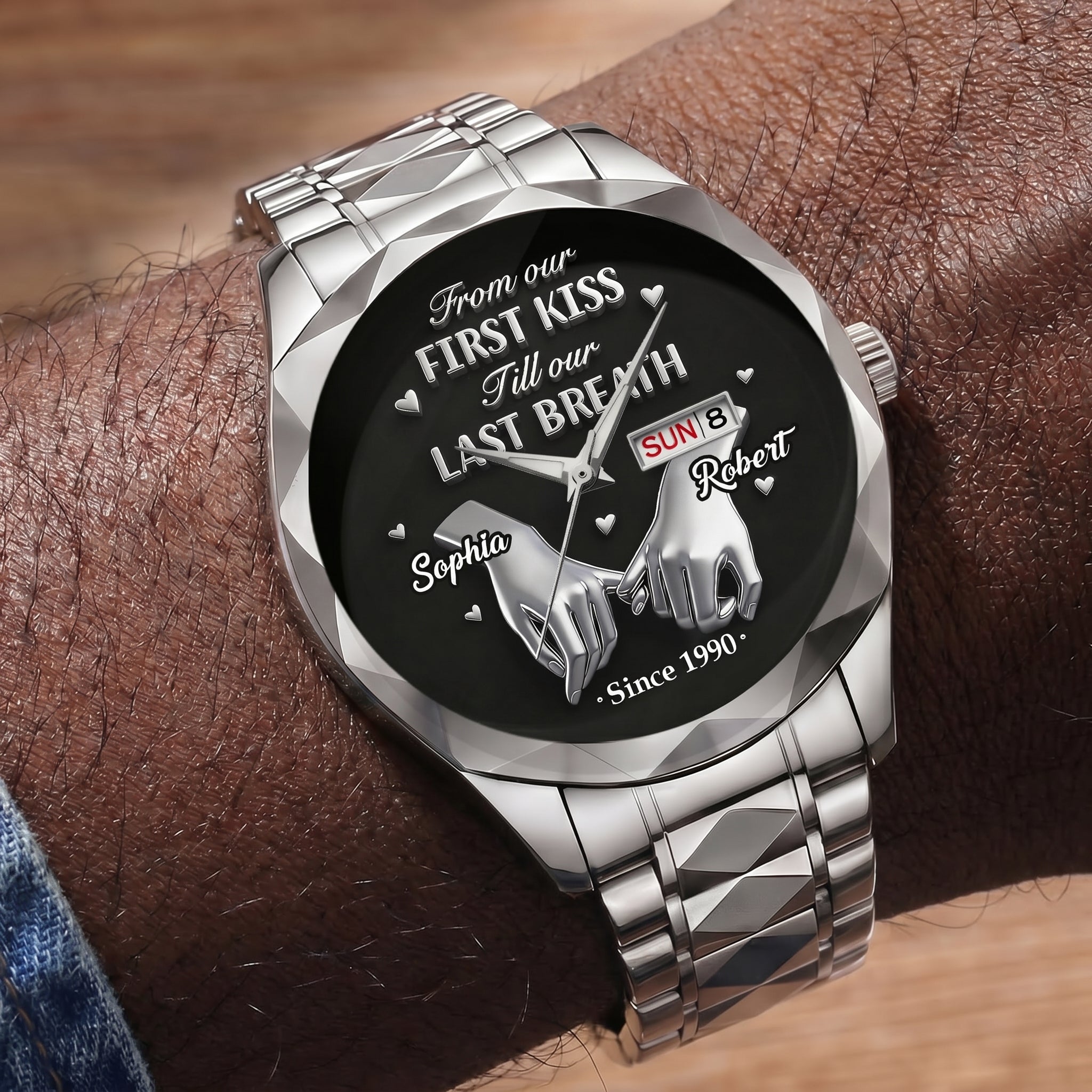 From First Kiss To Last Breath - Personalized Men's Wrist Watch