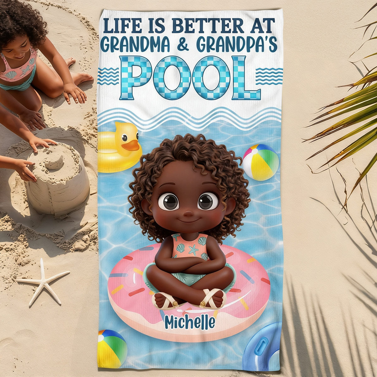 Life Is Better at Grandma & Grandpa's Pool - Personalized Beach Towel