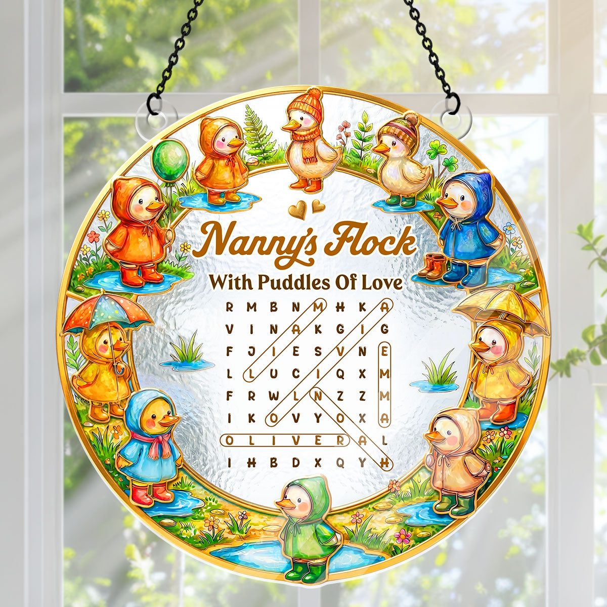 Raincoat Family Flock - Personalized Acrylic Suncatcher