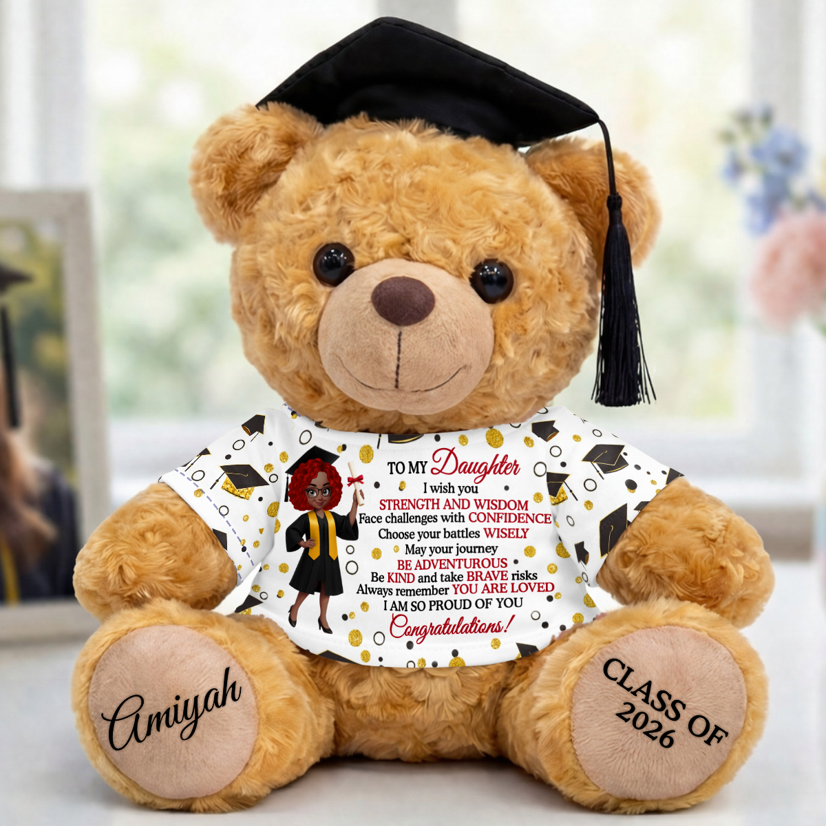I Wish You Strength And Wisdom - Personalized Graduation Bear With Card