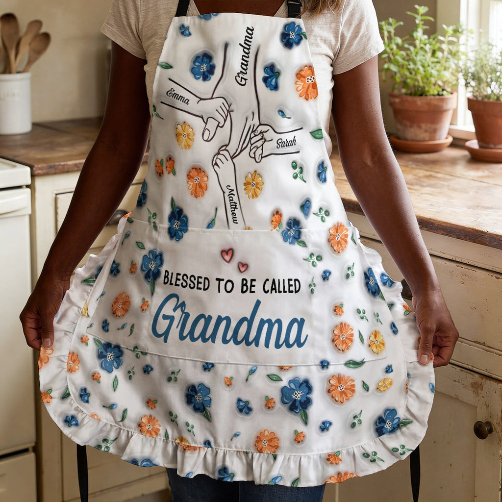 Blessed To Be Called Grandma - Personalized Ruffled Apron