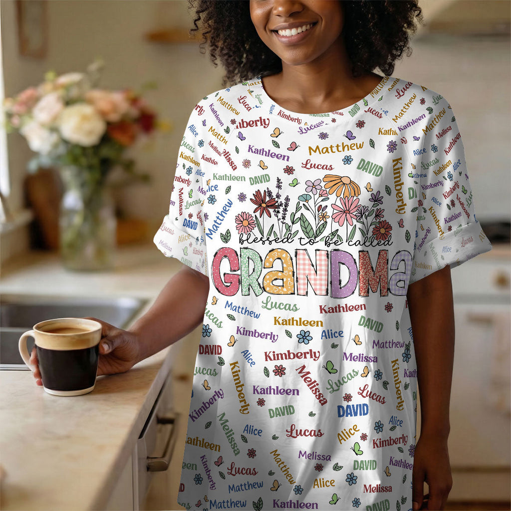 Blessed To Be Called Grandma Colorful - Personalized Sleep Tee