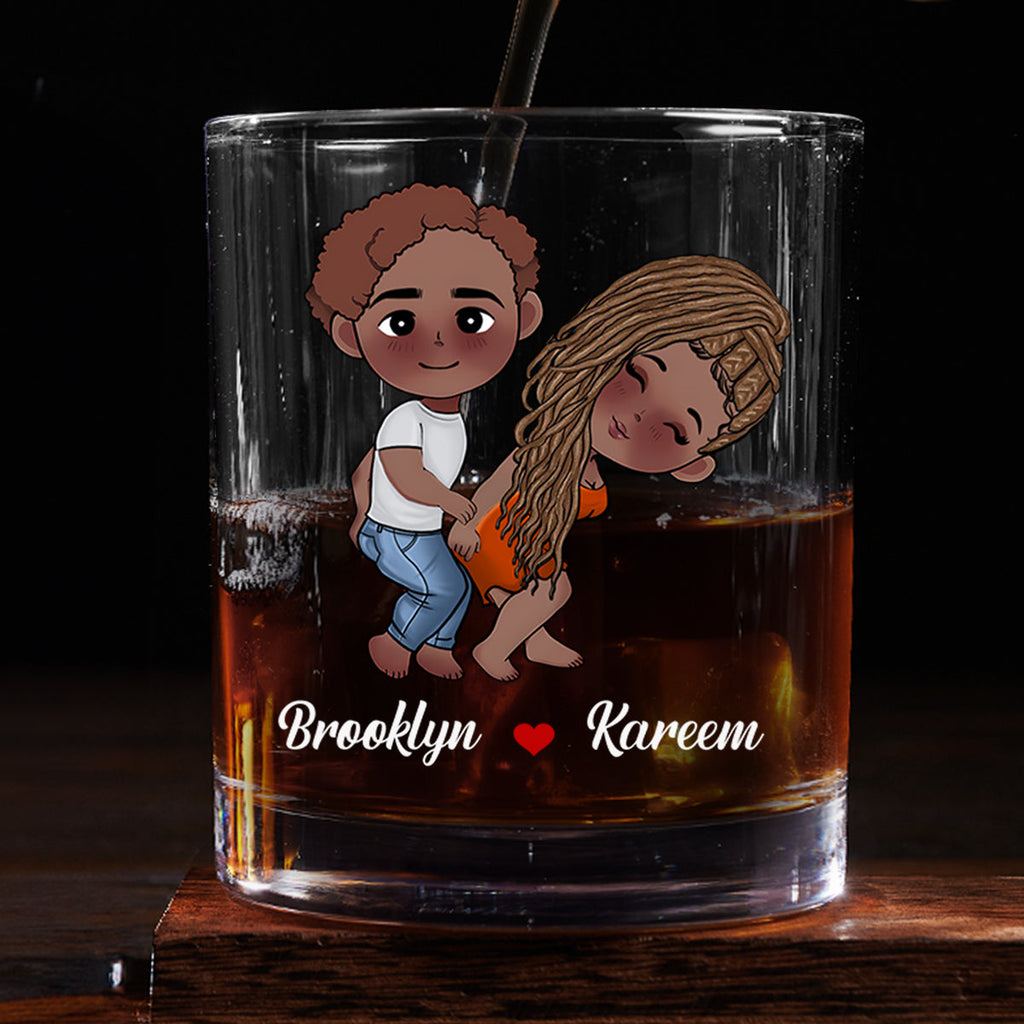 I Love You Either Way - Personalized Round Whiskey Glass