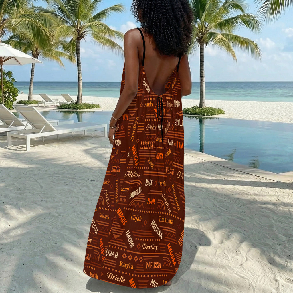 Best Grandma Ever - Personalized Backless Cami Maxi Dress