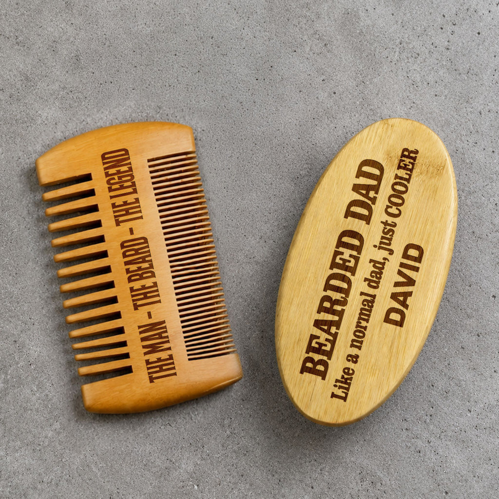 Bearded Man Much Cooler - Personalized Wooden Beard Brush And Combing Set