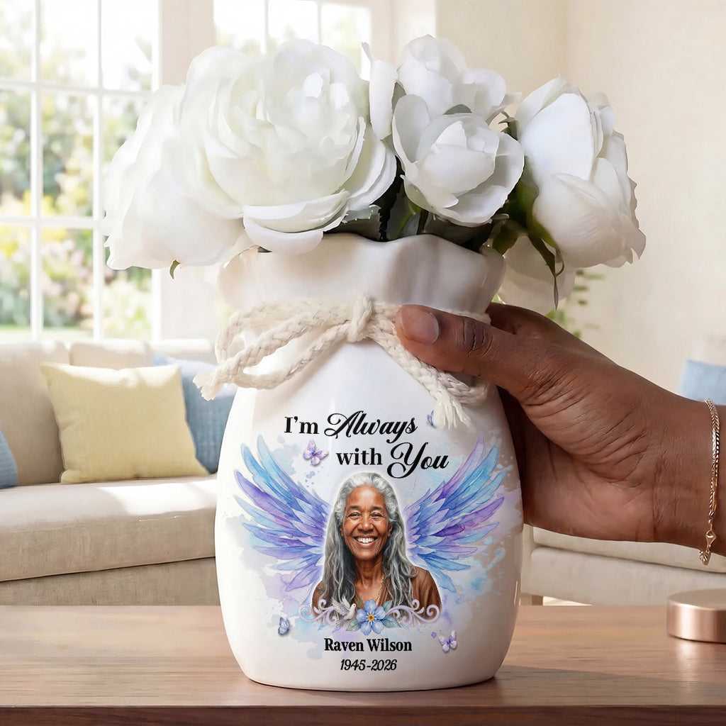 I'm Always With You - Personalized Flower Vase With Ribbon