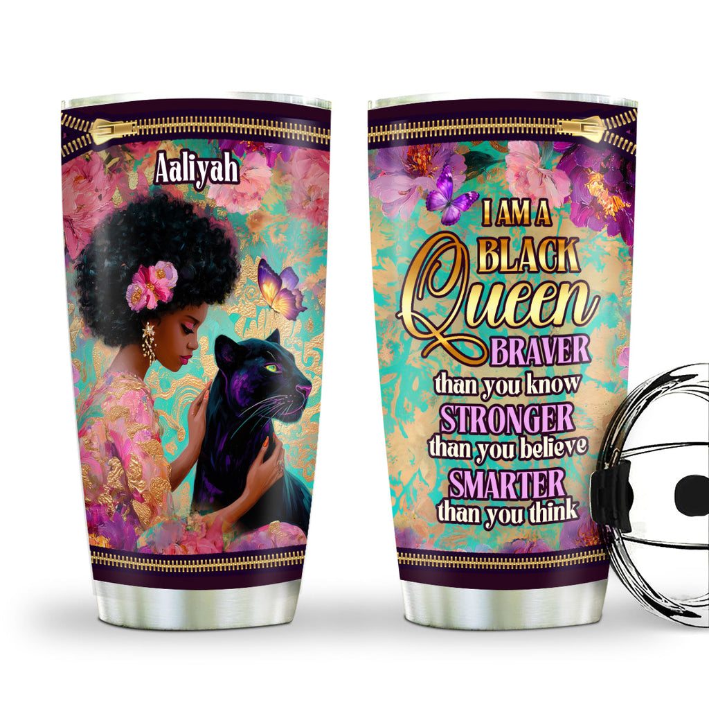 I Am A Black Queen - Personalized Stainless Steel Tumbler