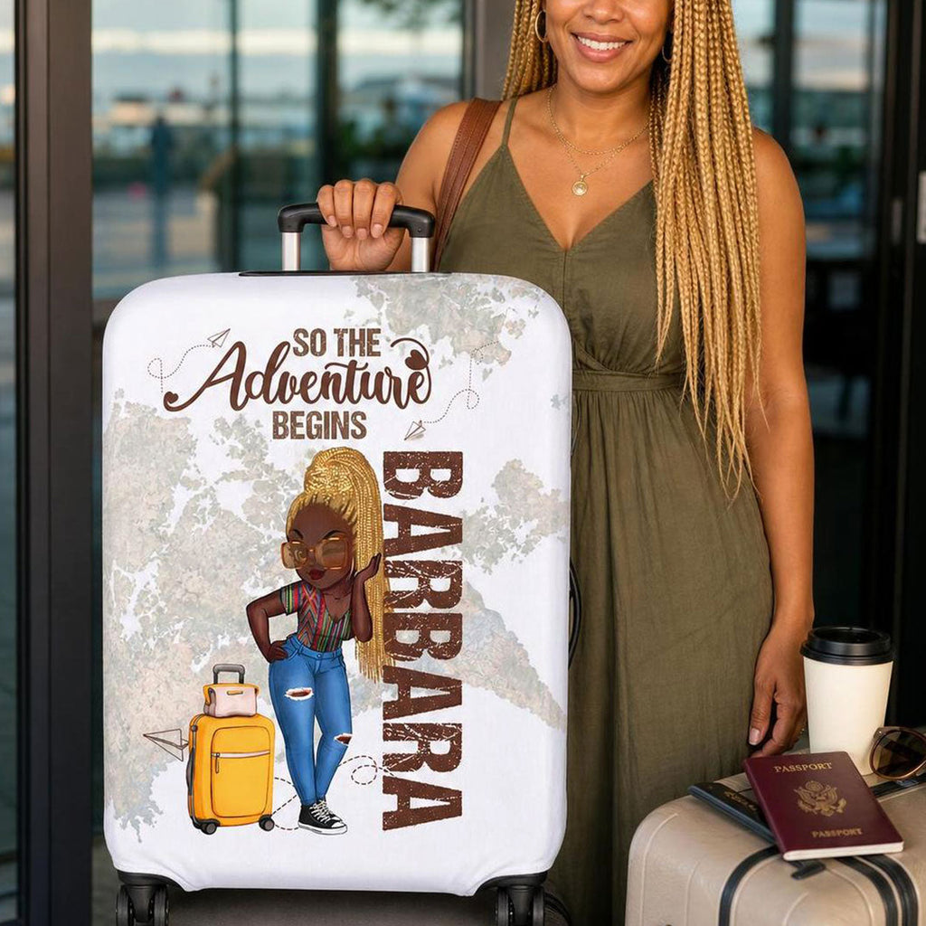 So The Adventure Begins - Personalized Luggage Cover