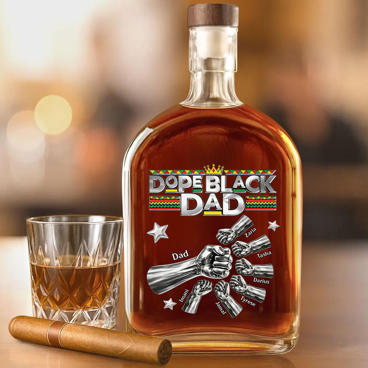 Dope Black Dad - Personalized Whiskey Bottle