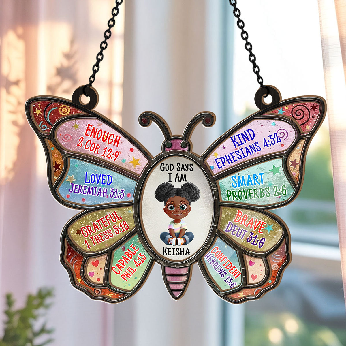 God Says I Am - Personalized Window Hanging Suncatcher