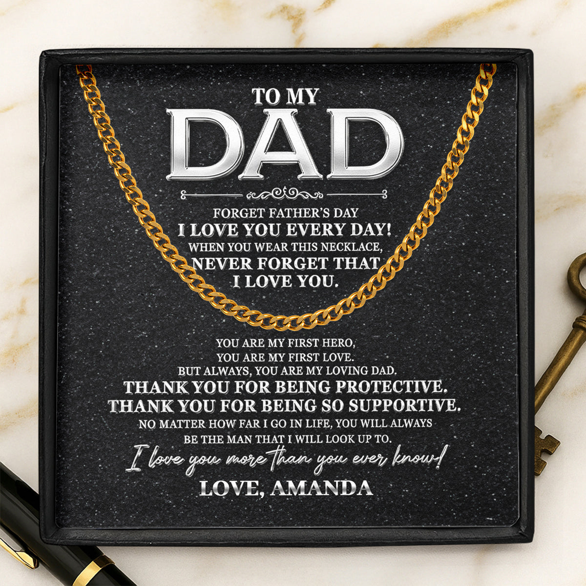 Never Forget That I Love You Dad - Personalized Men's Cuban Link Chain