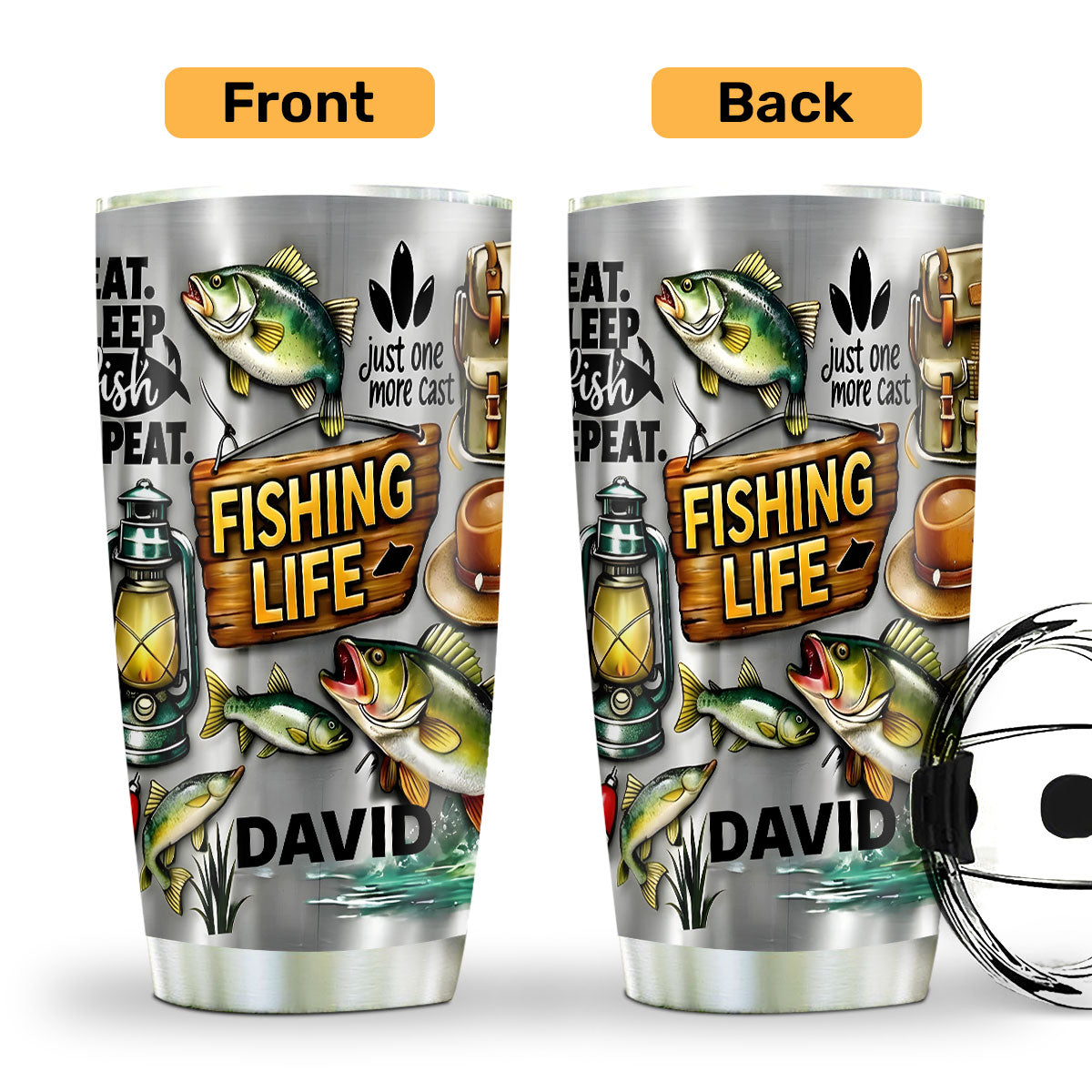Eat Sleep Fish Repeat - Personalized Stainless Steel Tumbler