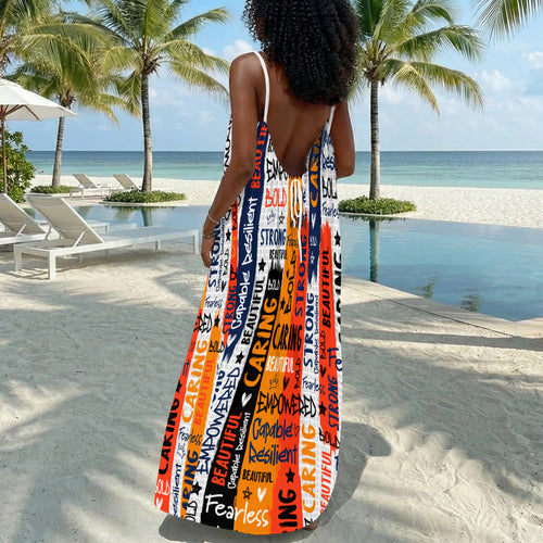 Black Queen Graffiti Style - Personalized Backless Cami Maxi Dress