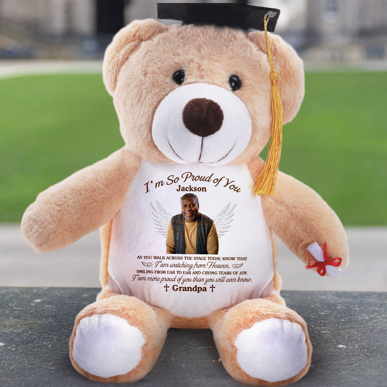 A Hug From Heaven On Graduation - Personalized Graduation Teddy Bear