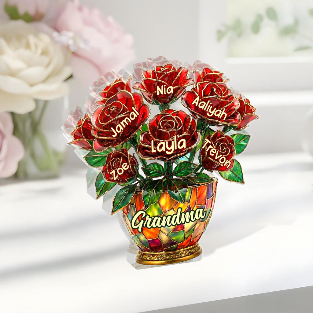 Grandma’s Roses Of Love - Personalized Custom Shaped Acrylic Plaque