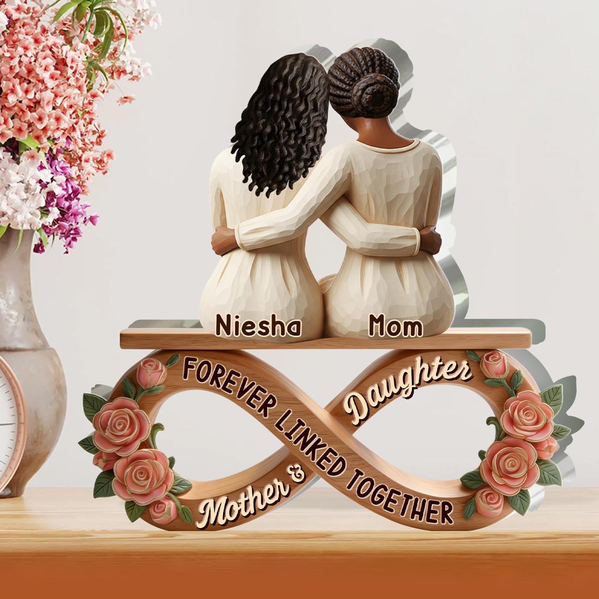 Mother And Daughters Forever Linked Together - Personalized Custom Shaped Acrylic Plaque